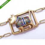 vintage art deco 14k enamel terrier bracelet