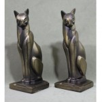 vintage art deco cubist bronzed spelter bookends