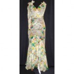 vintage art deco floral silk chiffon gown