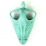 vintage art deco weller figural wall pocket