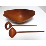 vintage arthur umanoff taverneau wood bowl and utensils