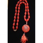 vintage chinese cinnabar tassel necklace