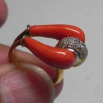 vintage coral and diamond ring