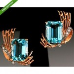 vintage estate aquamarine and diamond earrings