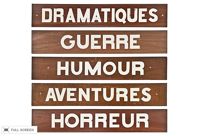 vintage french movie genre signs