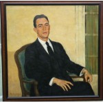 vintage henry caro delvaille oil portrait