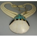 vintage inlaid shell pendant necklace