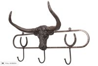 vintage iron longhorn hat rack