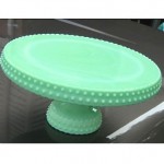 vintage l e smith jadeite hobnail cake stand