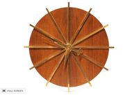 vintage mid-century german teak and brass clock