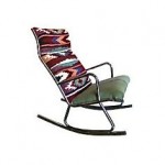 vintage mid-century reupholstered chrome rocker