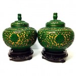 vintage mint chinese cinnabar lacquer bowls