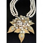 vintage miriam haskell rhinestone glass pearl necklace