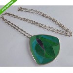 vintage modernist sterling cloisonne enamel pendant necklace