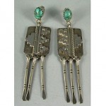 vintage navajo sterling overlay earrings with turquoise