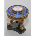 vintage russian jade base silver enamel clock