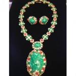 vintage vendome poured glass necklace and earrings set
