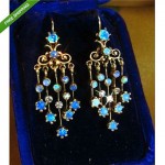 vintage victorian 14k diamond black opal earrings