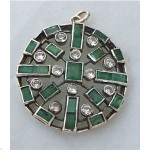 vintage victorian emerald and white sapphire pendant