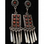 vintage zuni coral sterling earrings