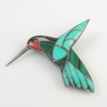 vintage zuni turquoise hummingbird brooch