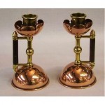 antique 1887 arts & crafts copper and brass candlesticks