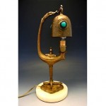 antique 1905 austrian bronze jewel desk lamp