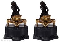 antique 19th century french bronze marble angel bookends