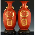 antique 19th century gilt enamel vases