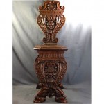 antique 19th century gothic victorian carved hall chair