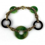 antique art deco 14k jade onyx bracelet