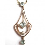 antique edwardian aquamarine pearl necklace