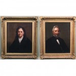 antique pair 19th century oil portraits