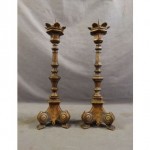 antique pair victorian gothic candlesticks