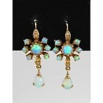 antique victorian revival opal and diamond earrings