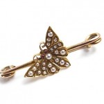 antique victorian seed pearl butterfly brooch