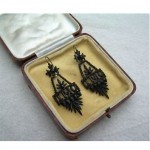 victorian french jet drop earrings