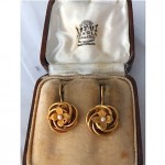 victorian pearl gold knot earrings