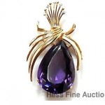 vinatge h stern massive amethyst diamond brooch