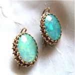 vintage 14k opal filigree dangle earrings