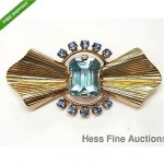 vintage 1940s tiffany aquamarine sapphire brooch