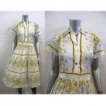 vintage 1950s rose print cotton day dress