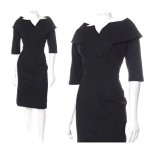 vintage 1950s wool knit structured dress