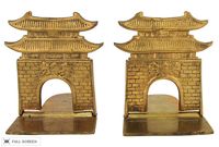 vintage 1960s brass folding pagoda bookends