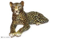 vintage 1960s italian handpainted terracotta leopard