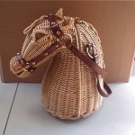 vintage 1960s marcus brothers wicker rattan horse head handbag