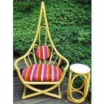 vintage 1965 henry olko bamboo chair and table