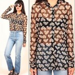 vintage 1990s moschino sheer print blouse