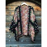 vintage 1990s rayon boho kimono wrap top