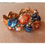 vintage HAR art glass rhinestone clamper bracelet